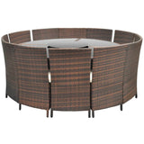 7 Piece Outdoor Dining Set with Cushions Poly Rattan Brown
