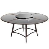 7 Piece Outdoor Dining Set with Cushions Poly Rattan Brown - 45-Degree Angle