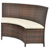 7 Piece Outdoor Dining Set with Cushions Poly Rattan Brown - Rear View