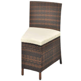 7 Piece Outdoor Dining Set with Cushions Poly Rattan Brown