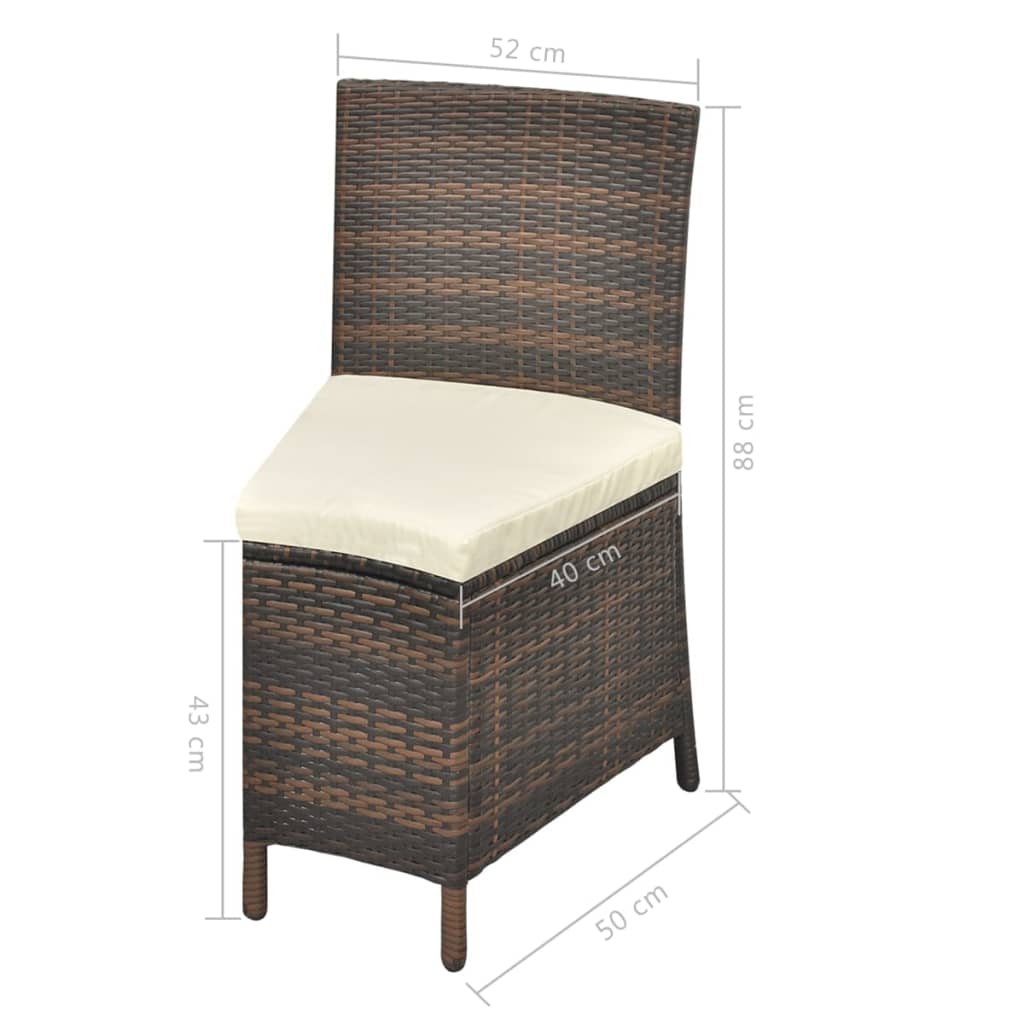 7 Piece Outdoor Dining Set with Cushions Poly Rattan Brown