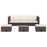 4 Piece Garden Lounge Set with Cushions Poly Rattan Brown - Side View