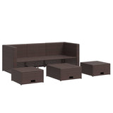 4 Piece Garden Lounge Set with Cushions Poly Rattan Brown - Top-Down View