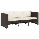 4 Piece Garden Lounge Set with Cushions Poly Rattan Brown - 45-Degree Angle