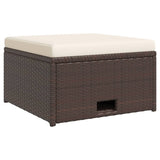 4 Piece Garden Lounge Set with Cushions Poly Rattan Brown - Close-Up Angle