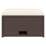 4 Piece Garden Lounge Set with Cushions Poly Rattan Brown - Low Angle