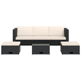 4 Piece Garden Lounge Set with Cushions Poly Rattan Black - Side View