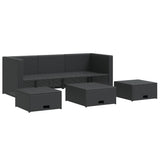 4 Piece Garden Lounge Set with Cushions Poly Rattan Black - Top-Down View