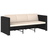 4 Piece Garden Lounge Set with Cushions Poly Rattan Black - 45-Degree Angle