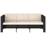 4 Piece Garden Lounge Set with Cushions Poly Rattan Black