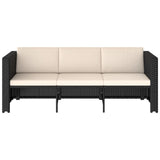 4 Piece Garden Lounge Set with Cushions Poly Rattan Black - Rear View