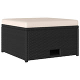 4 Piece Garden Lounge Set with Cushions Poly Rattan Black - Close-Up Angle