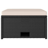 4 Piece Garden Lounge Set with Cushions Poly Rattan Black - Low Angle
