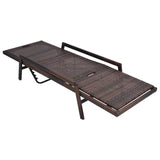 Sun Lounger with Cushion Poly Rattan Brown - Top-Down View