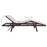 Sun Lounger with Cushion Poly Rattan Brown - 45-Degree Angle
