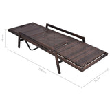 Sun Lounger with Cushion Poly Rattan Brown - Low Angle