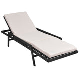 Sun Lounger with Cushion Poly Rattan Black - Side View