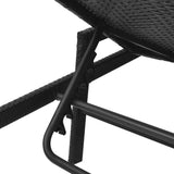 Sun Lounger with Cushion Poly Rattan Black - Close-Up Angle