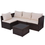 5 Piece Garden Lounge Set with Cushions Poly Rattan Brown
