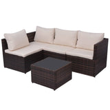 5 Piece Garden Lounge Set with Cushions Poly Rattan Brown - Rear View