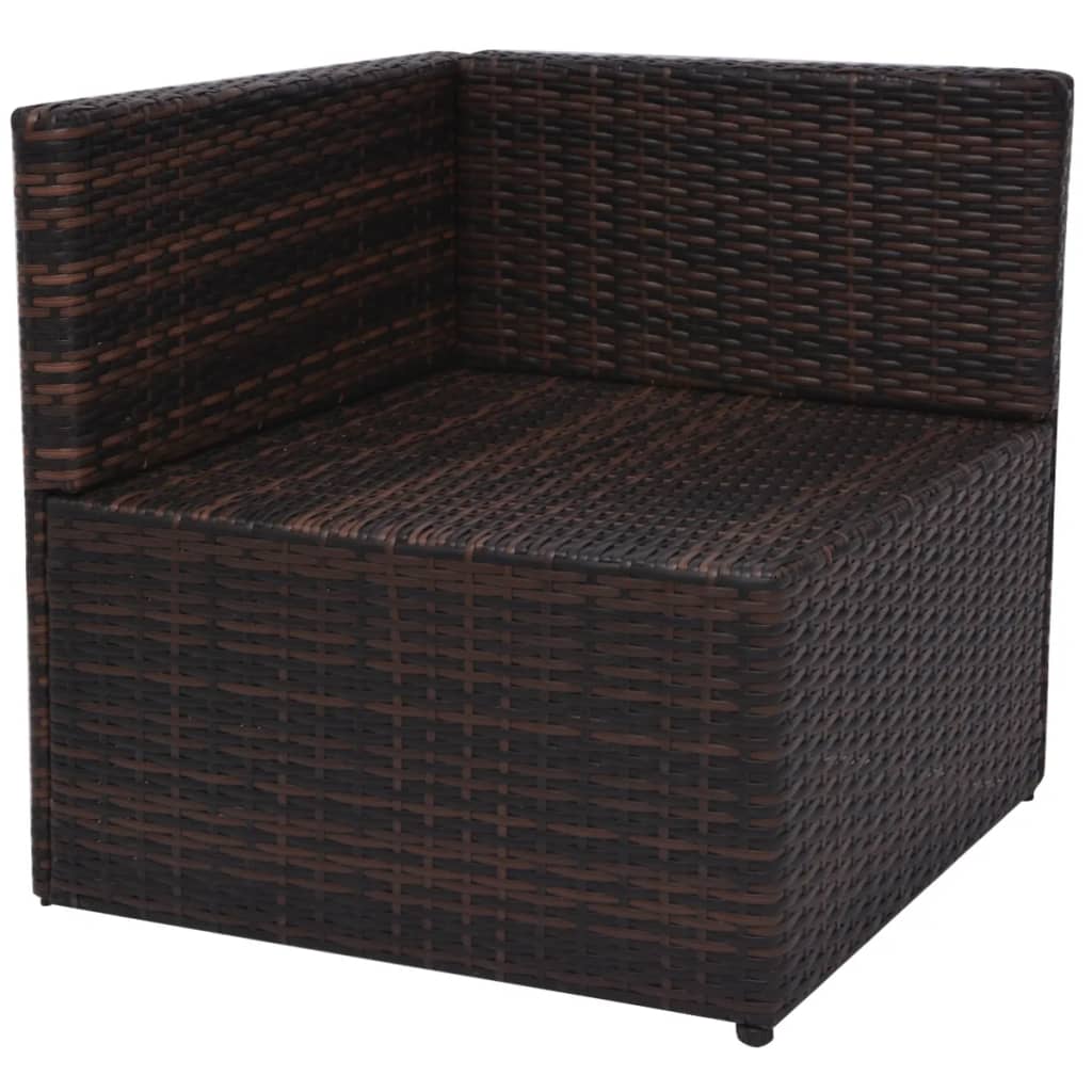 5 Piece Garden Lounge Set with Cushions Poly Rattan Brown