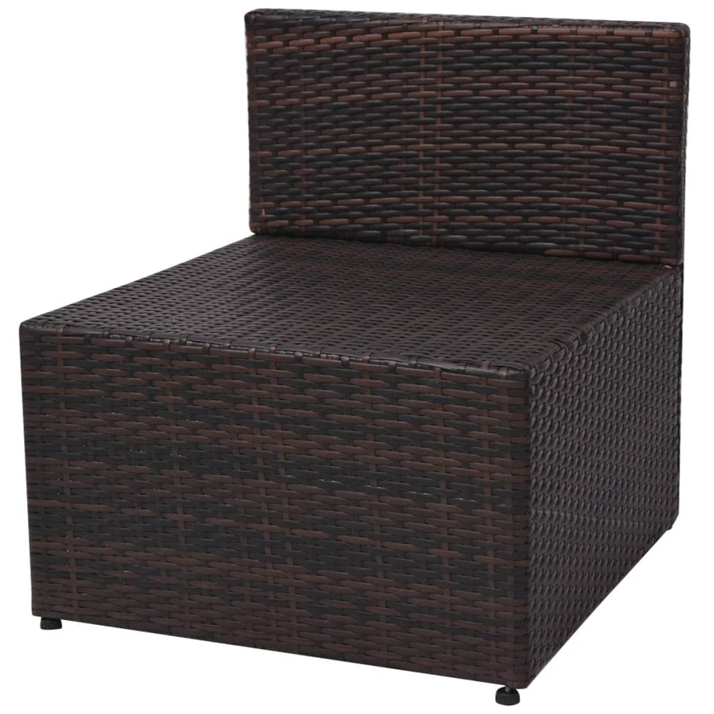 5 Piece Garden Lounge Set with Cushions Poly Rattan Brown