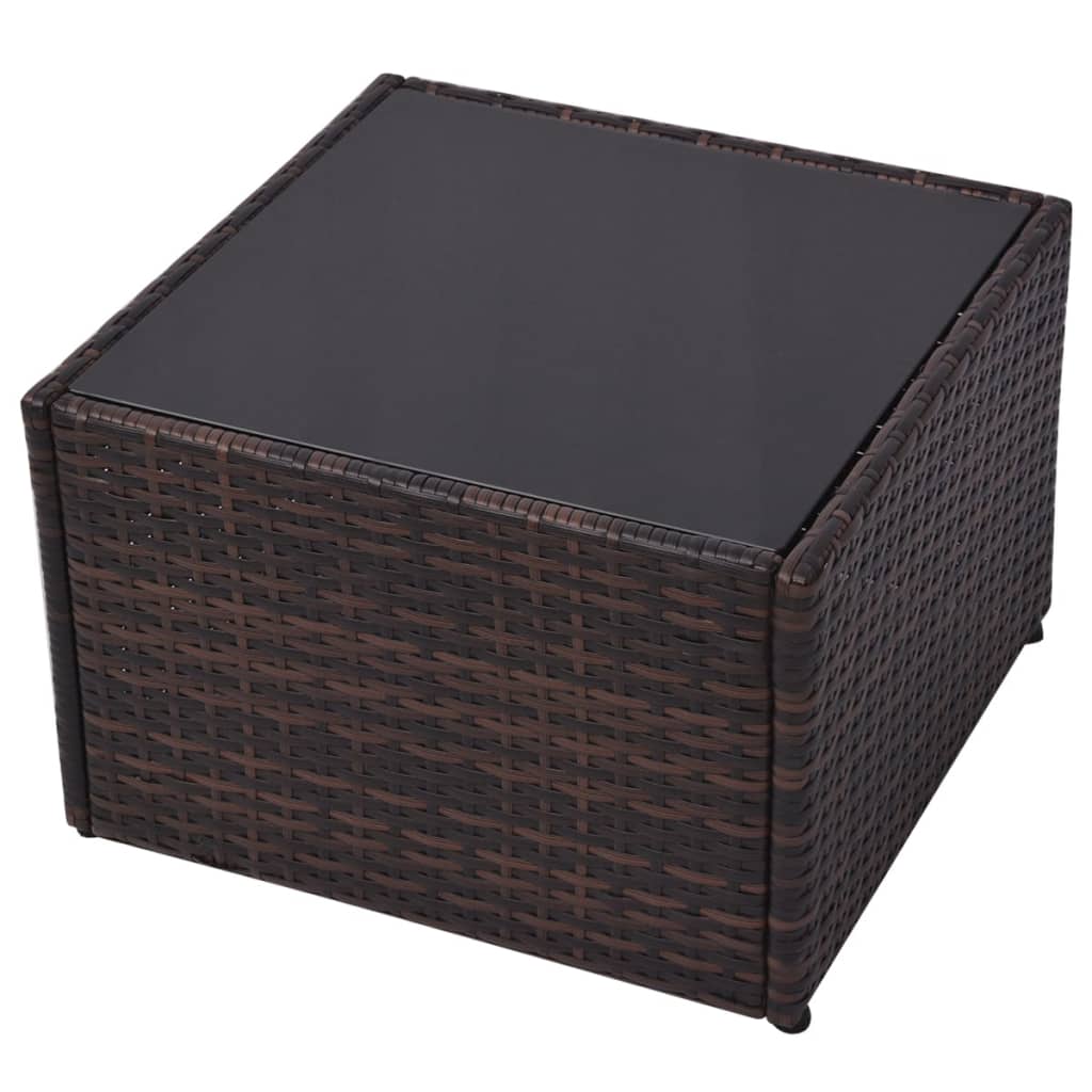 5 Piece Garden Lounge Set with Cushions Poly Rattan Brown