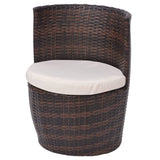 3 Piece Bistro Set with Cushions Poly Rattan Brown - 45-Degree Angle