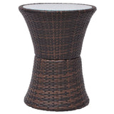 3 Piece Bistro Set with Cushions Poly Rattan Brown - Rear View