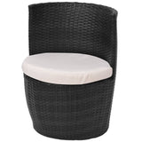 3 Piece Bistro Set with Cushions Poly Rattan Black - 45-Degree Angle