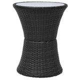 3 Piece Bistro Set with Cushions Poly Rattan Black - Rear View
