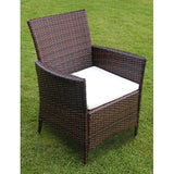 5 Piece Outdoor Dining Set with Cushions Poly Rattan Brown - Rear View