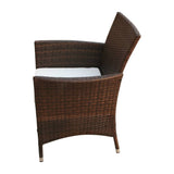 5 Piece Outdoor Dining Set with Cushions Poly Rattan Brown - Low Angle
