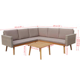 4 Piece Garden Lounge Set with Cushions Poly Rattan Grey - Low Angle
