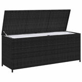 Garden Storage Box Black 150x50x60 cm Poly Rattan - Side View