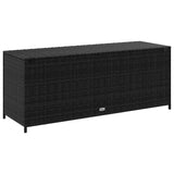 Garden Storage Box Black 150x50x60 cm Poly Rattan - Rear View
