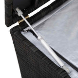 Garden Storage Box Black 150x50x60 cm Poly Rattan - Close-Up Angle