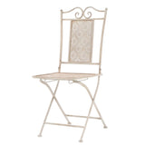 3 Piece Bistro Set Steel White - Top-Down View