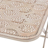 3 Piece Bistro Set Steel White - Close-Up Angle