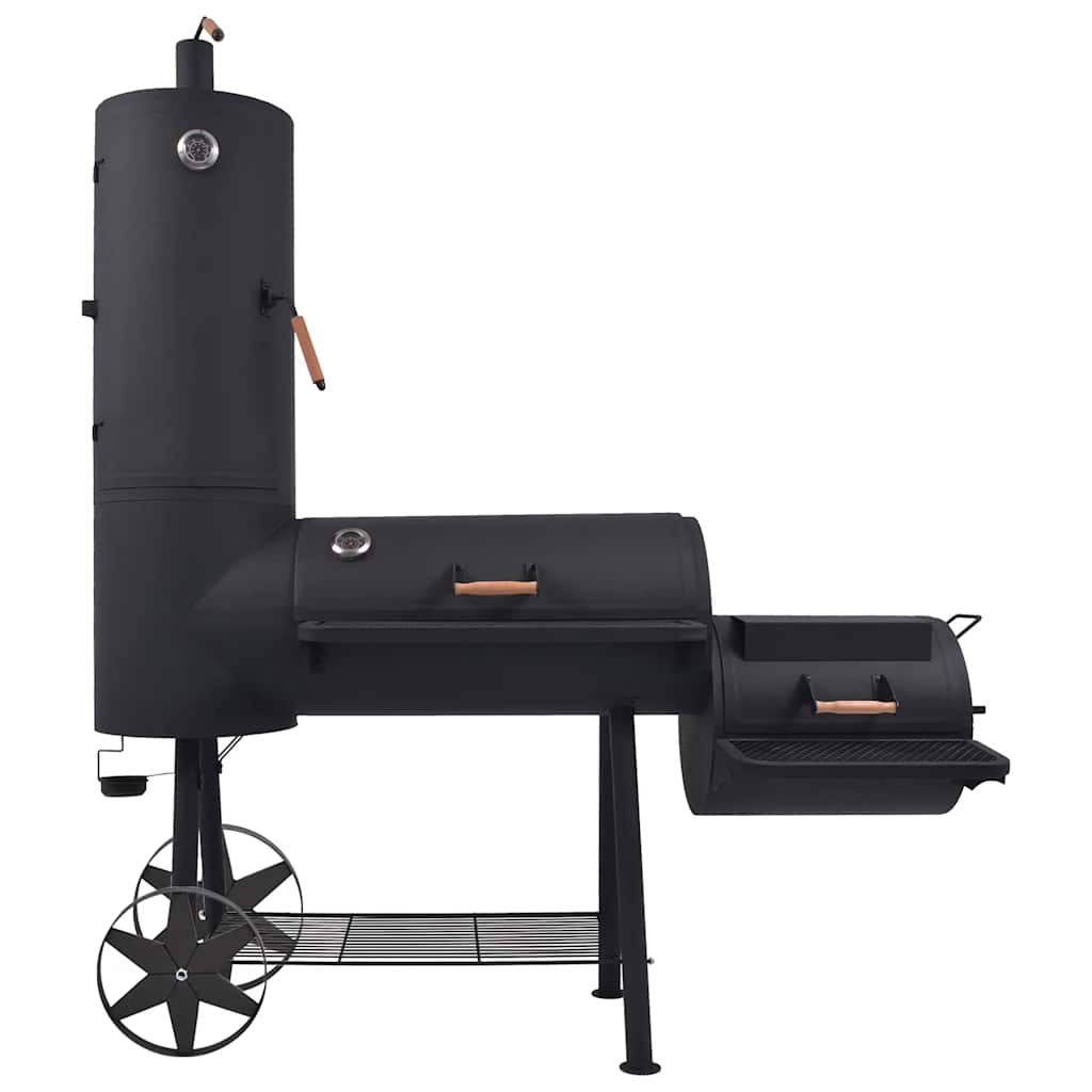 BBQ Charcoal Smoker with Bottom Shelf Black Heavy XXL