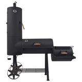 BBQ Charcoal Smoker with Bottom Shelf Black Heavy XXL - Side View