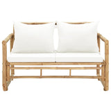 2 Seater Garden Sofa with Cushions Bamboo - Front View