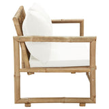 2 Seater Garden Sofa with Cushions Bamboo - Side View