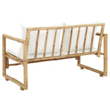 2 Seater Garden Sofa with Cushions Bamboo - Top-Down View