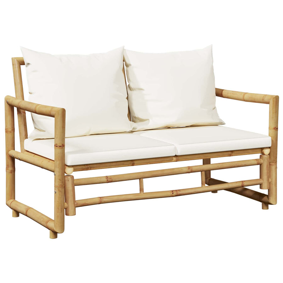 2 Seater Garden Sofa with Cushions Bamboo