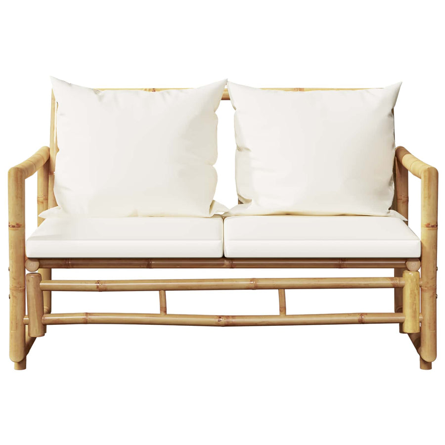 2 Seater Garden Sofa with Cushions Bamboo