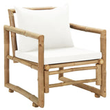 Garden Chairs 2 pcs with Cushions and Pillows Bamboo - Front View