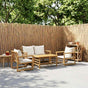 4 Piece Garden Lounge Set with Cushions Bamboo