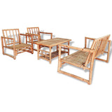 4 Piece Garden Lounge Set with Cushions Bamboo - Front View