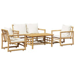 4 Piece Garden Lounge Set with Cushions Bamboo